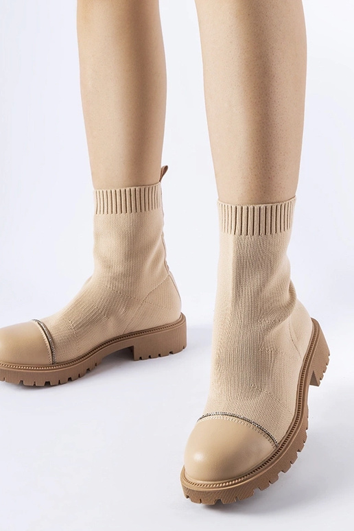 Stivaletti marroni a calza con...