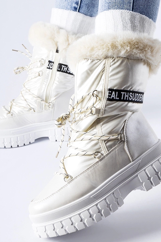 Stivali da neve beige imbottiti con...