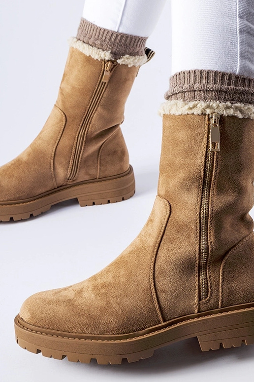 Anfibi beige imbottiti con zip...