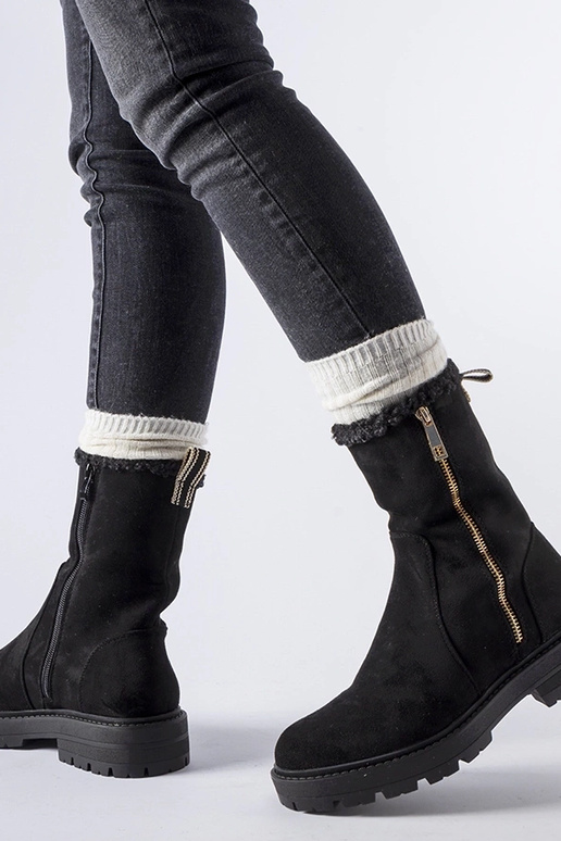 Anfibi neri imbottiti con zip Sunnyslope