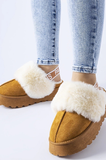 Pantofole marroni con elastico e pelliccia leggera Sangro 2