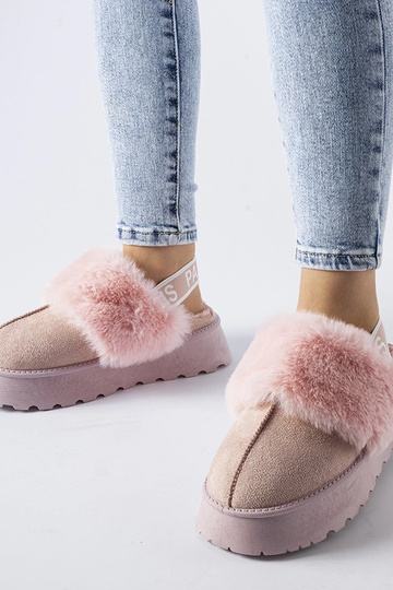 Pantofole rosa isolanti con elastico e pelliccia Sangro