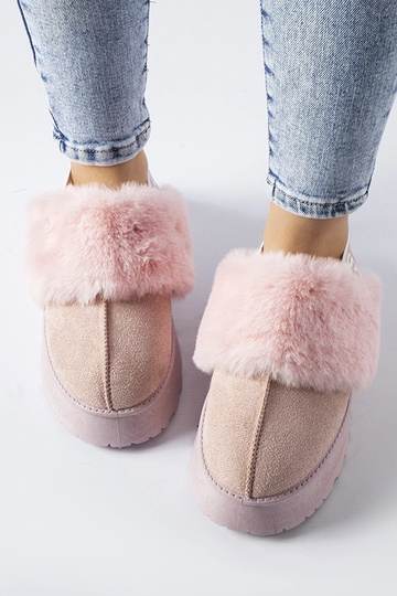 Pantofole rosa isolanti con elastico e pelliccia Sangro 2
