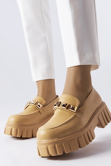 Mocassini con plateau beige...