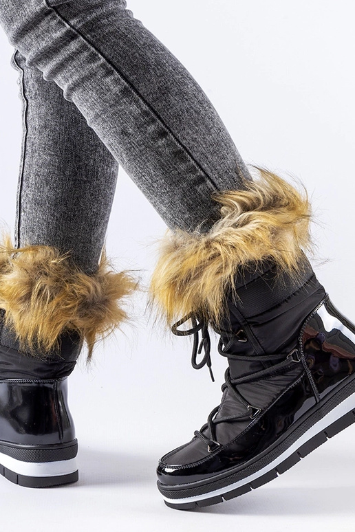 Stivali da neve in vernice nera con...