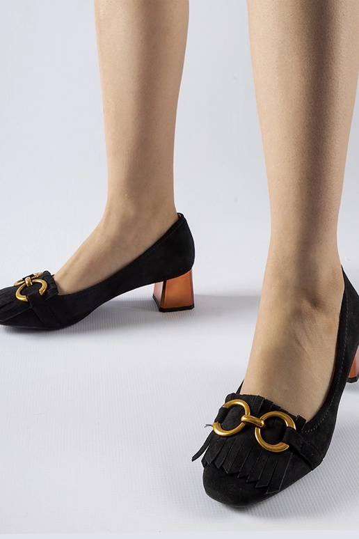 Décolleté nere con tacco a blocco di...