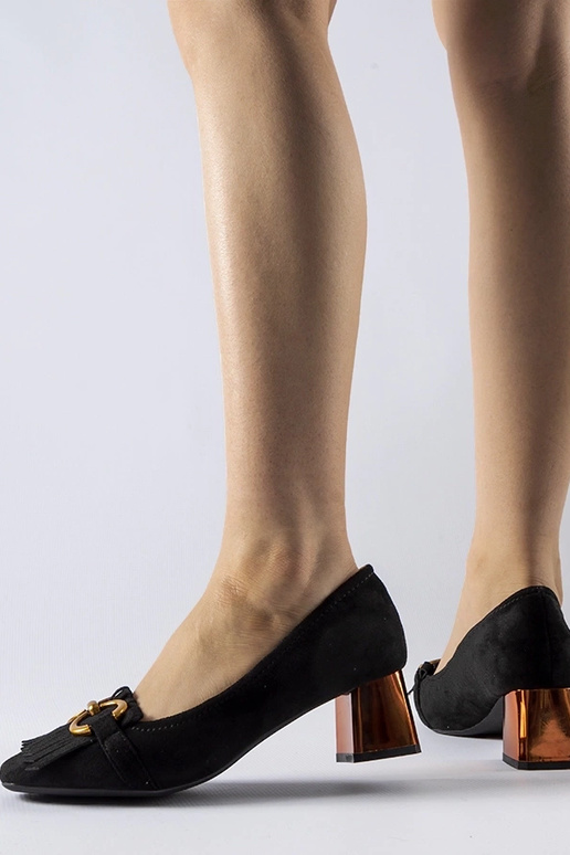 Décolleté nere con tacco a blocco di...