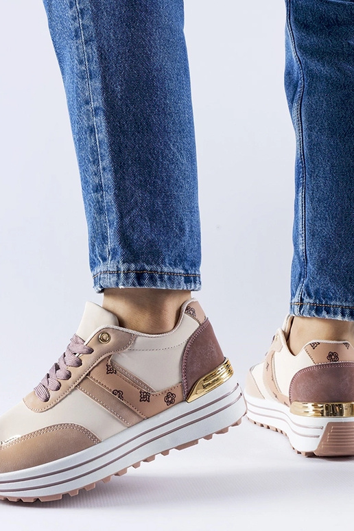 Scarpe rosa-beige con piattaforma...