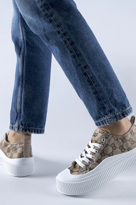 Sneakers marroni decorate con il...