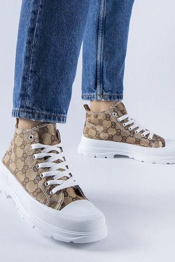 Sneakers marroni decorate con monogramma Terenzio