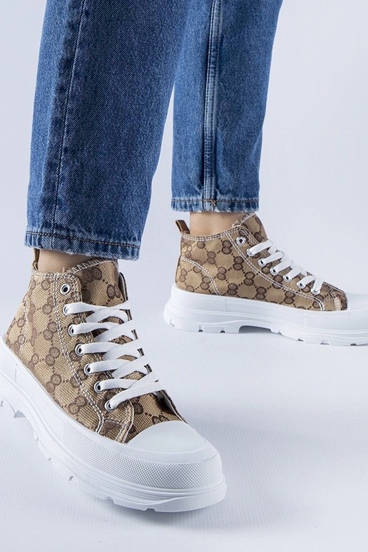 Sneakers marroni decorate con...