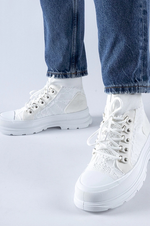 Sneakers alte in tessuto bianco Casalma