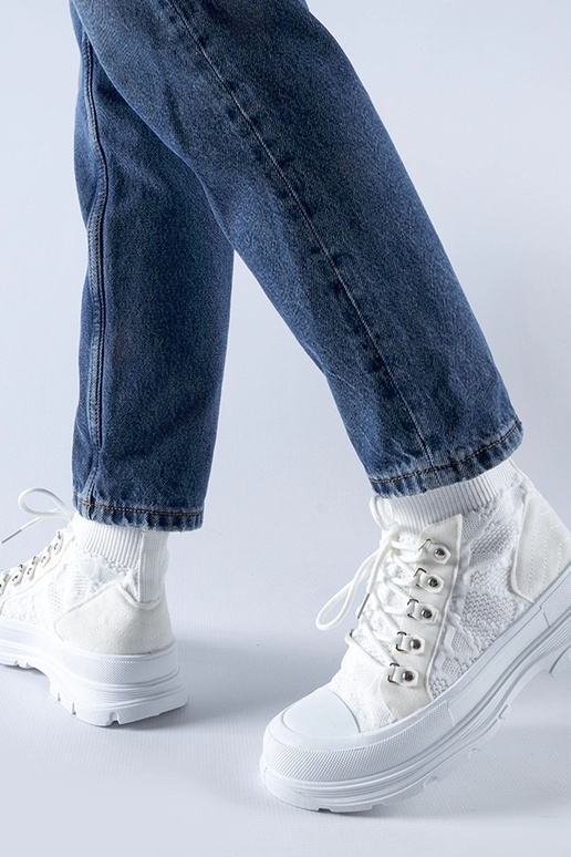 Sneakers alte in tessuto bianco Casalma