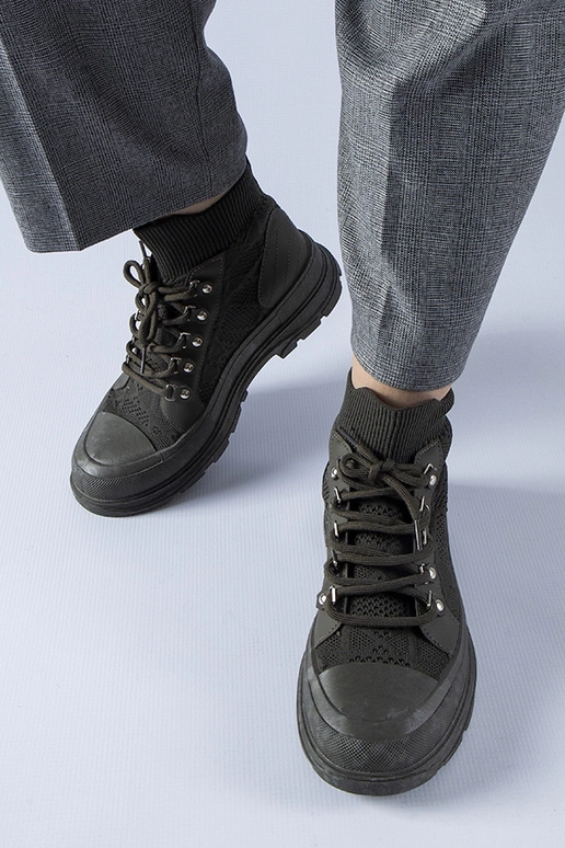 Sneakers alte in tessuto verde Casalma