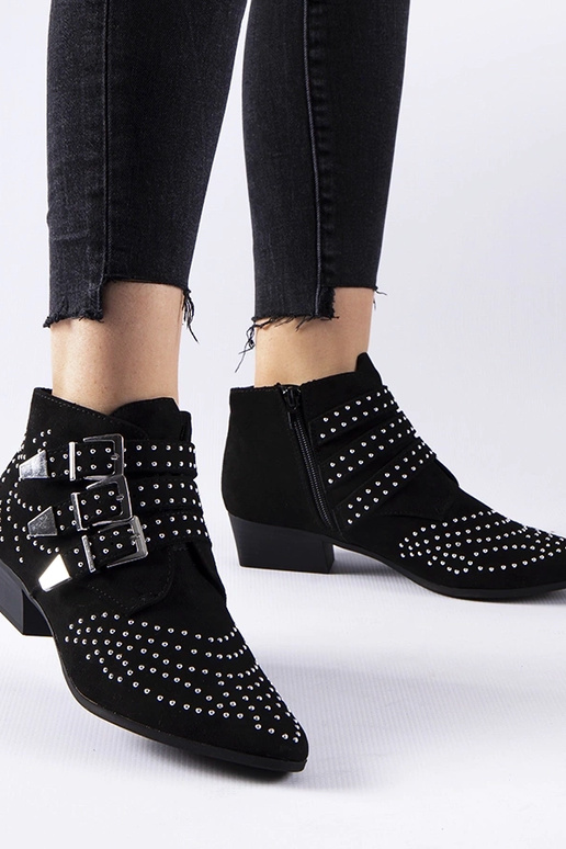 Stivaletti neri decorativi con tacco...