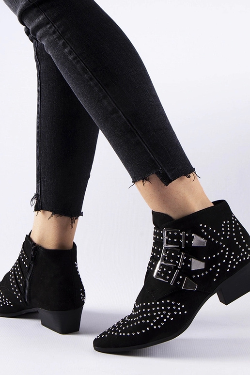 Stivaletti neri decorativi con tacco...