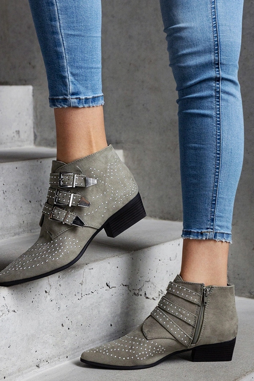 Stivaletti decorativi verdi con tacco...