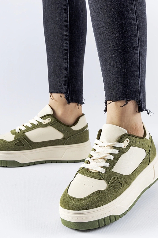 Sneakers verde-bianco con piattaforma...