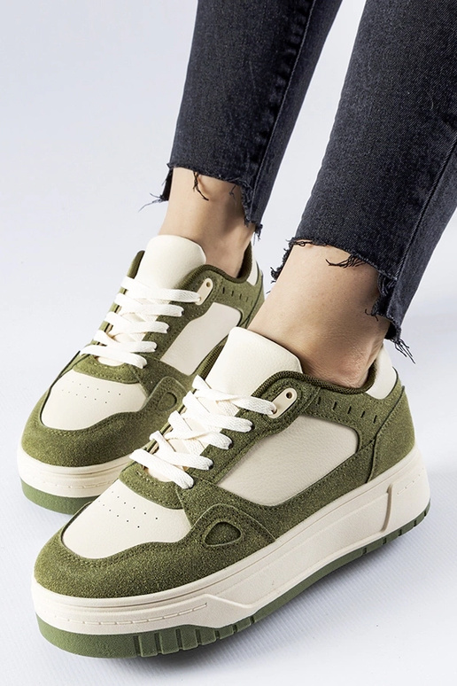 Sneakers verde-bianco con piattaforma...