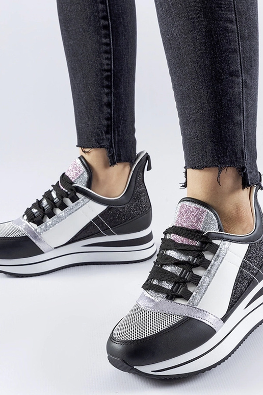 Sneakers nere glitterate con plateau...