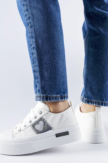 Sneakers con plateau Lawton bianche e argento