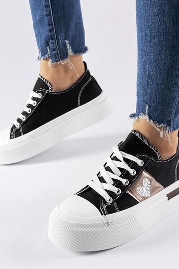 Sneakers con plateau Lawton nere e argento