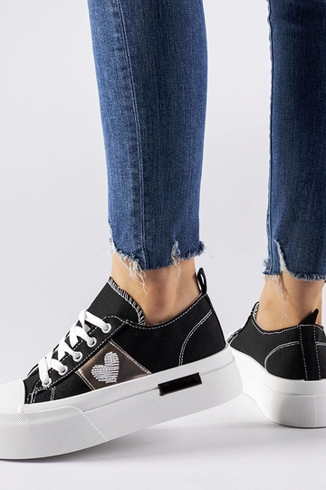 Sneakers con plateau Lawton nere e argento 2