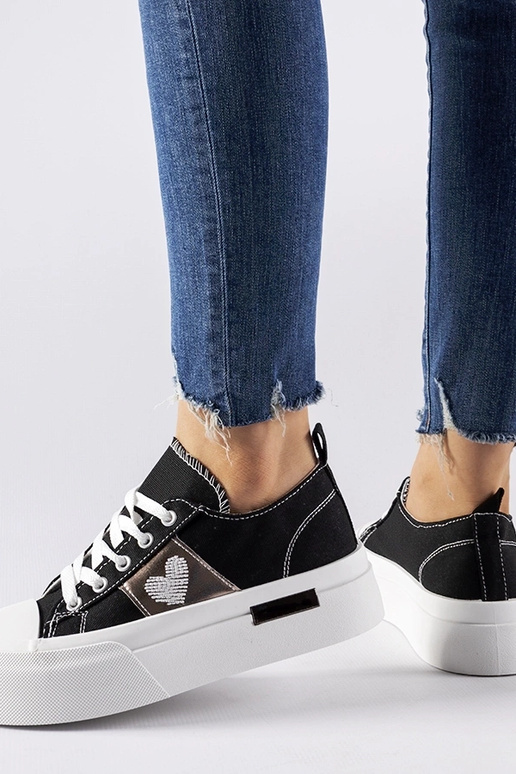 Sneakers con plateau Lawton nere e...