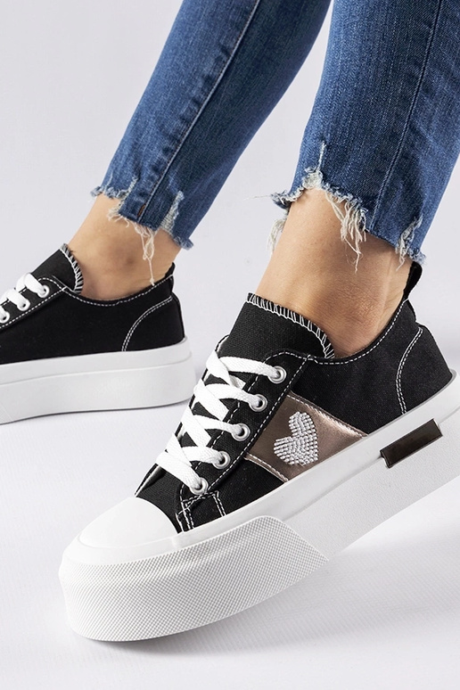 Sneakers con plateau Lawton nere e...