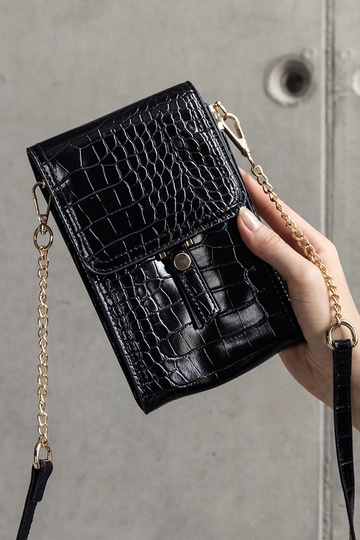 Borsa nera decorata con stampa Decatur