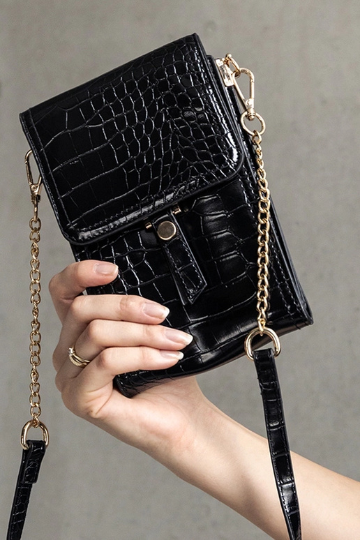 Borsa nera decorata con stampa Decatur