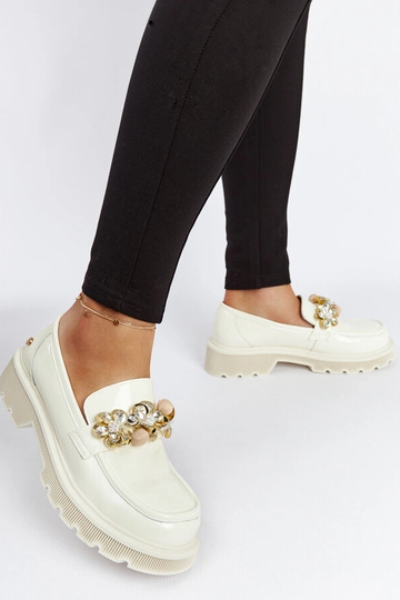 Mocassini in pelle beige...