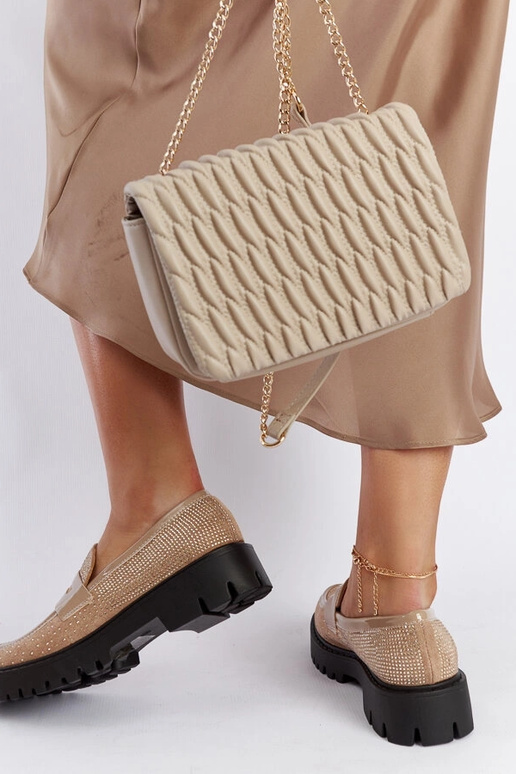 Mocassini beige decorati con zirconi...