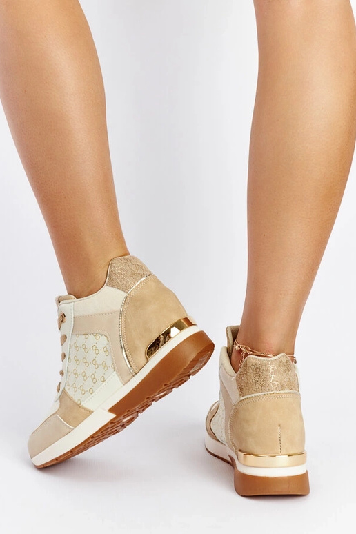 Sneakers con zeppa color castagna beige
