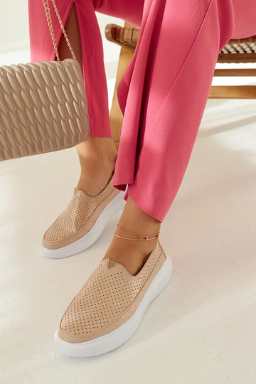 Scarpe slip-on da donna traforate dorate con suola spessa Marcie