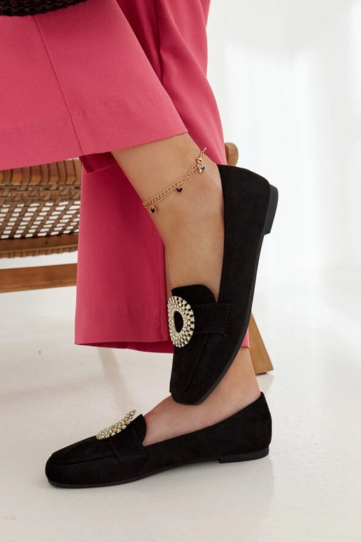 Mocassini neri decorati con zirconi...