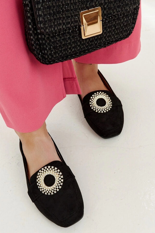 Mocassini neri decorati con zirconi...