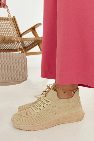 Sneakers in tessuto beige... 2