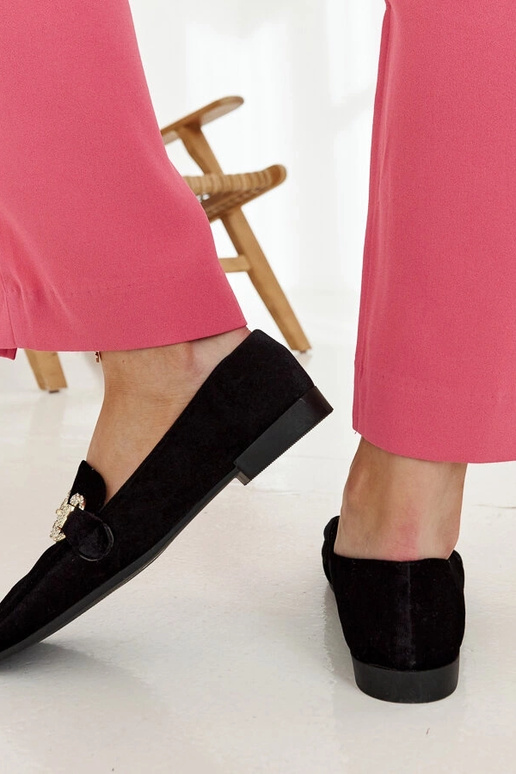 Mocassini in velluto nero con zirconi...