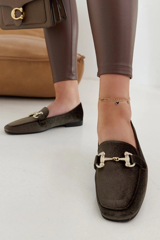 Mocassini in velluto verdi con...