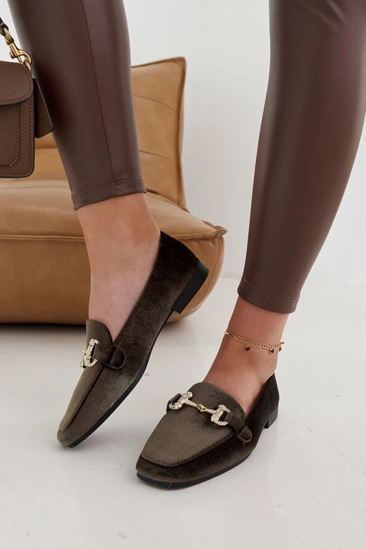 Mocassini in velluto verdi con...