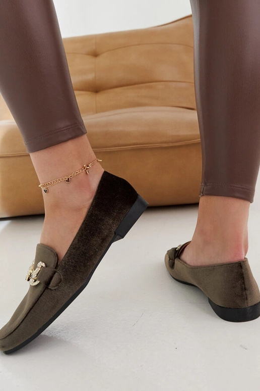 Mocassini in velluto verdi con...