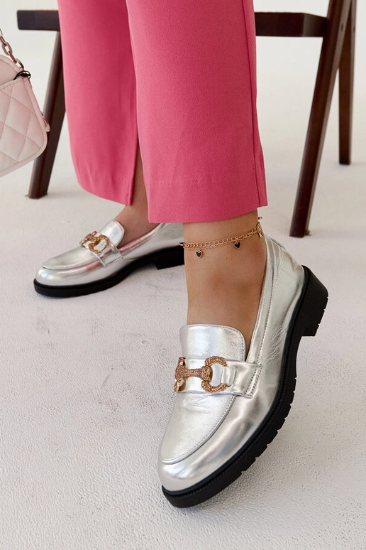 Mocassini argento con zirconi Aleyna