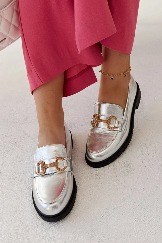 Mocassini argento con zirconi Aleyna