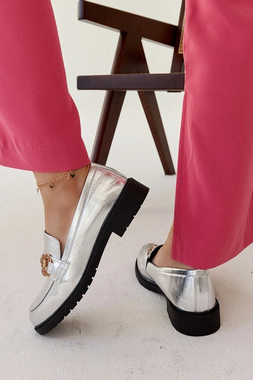 Mocassini argento con zirconi Aleyna