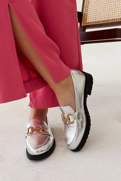 Mocassini argento con zirconi Aleyna