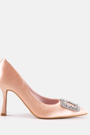Decolleté beige satinate con zirconi Clemente 2