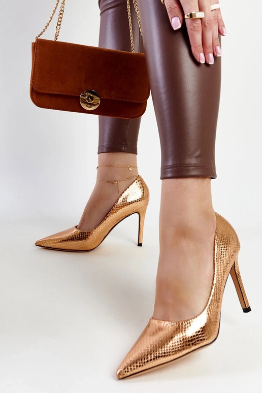 Scarpe con tacco in vernice champagne...