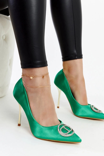 Tacco alto verde con zirconi Elife