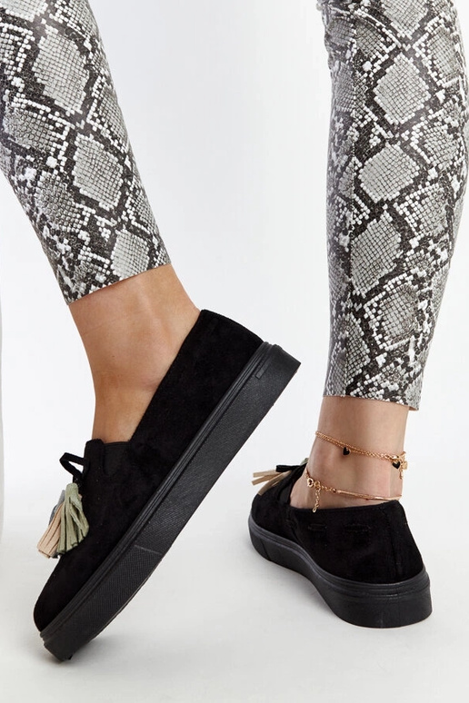 Stivaletti neri con nappe colorate...